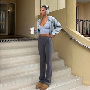 OQQ Foldover Flare Pants